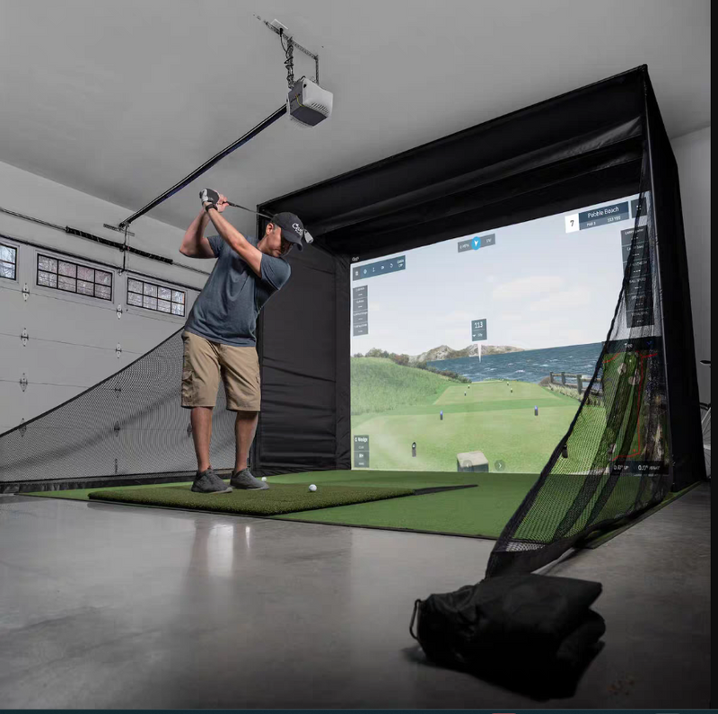 Stainless Steel Golf Simulator Enclosure with Impact Netting and All Poles for Outdoor Training Sports Practice
