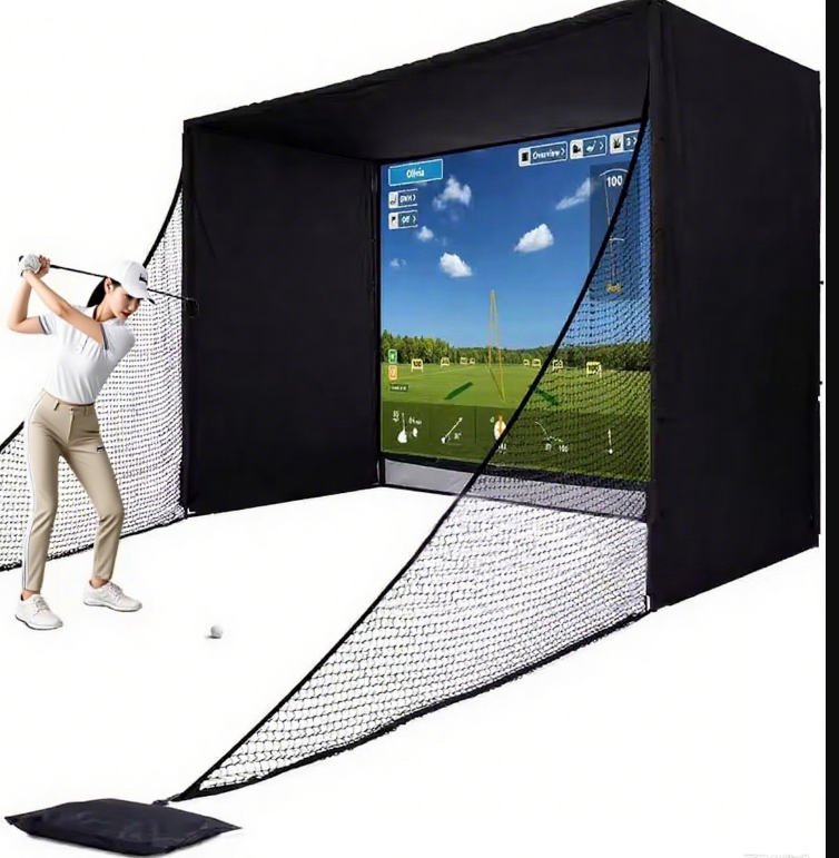 Indoor Outdoor Practice Golf Simulator Enclosure with Impact Netting and Poles