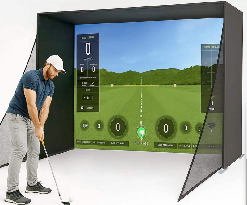 Customizable Indoor/Outdoor Golf Simulator Enclosure with Custom-Size Nets Impact Screen Frame for Practice Training Golfer