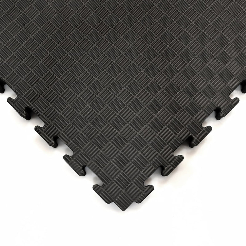 Golf Simulator Floor Tile System with Edge Corner Detail