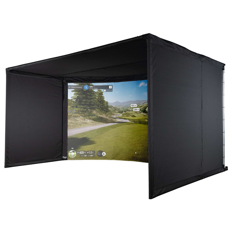 Curved Golf Simulator Enclosure with Back Cover Kit Installed