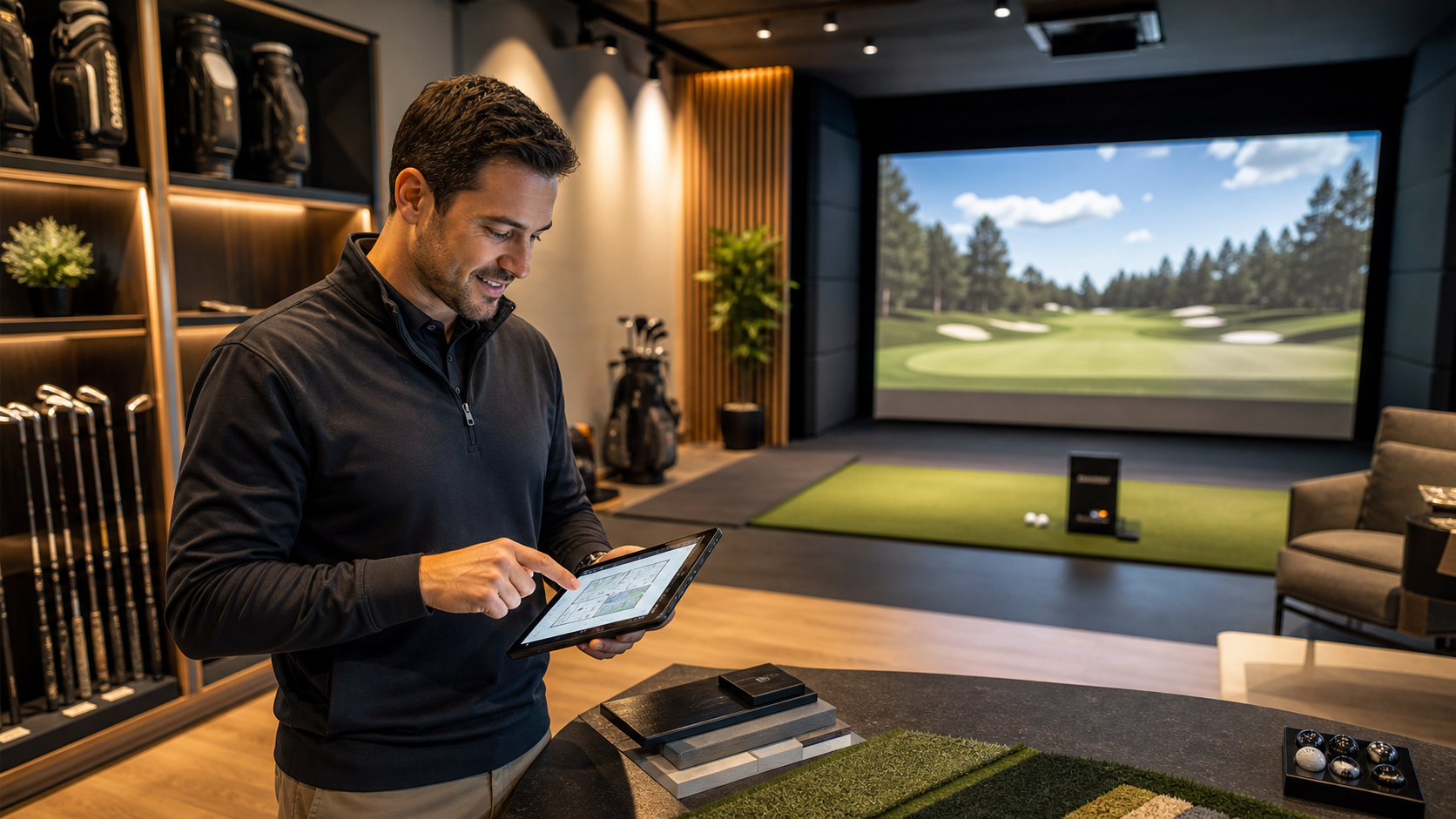 Golf simulator setup planning support